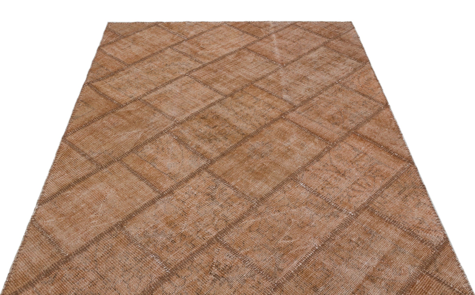 Iskece Kahverengi Eskitme Yün El Dokuma Halısı 154 x 230 Apex Unique