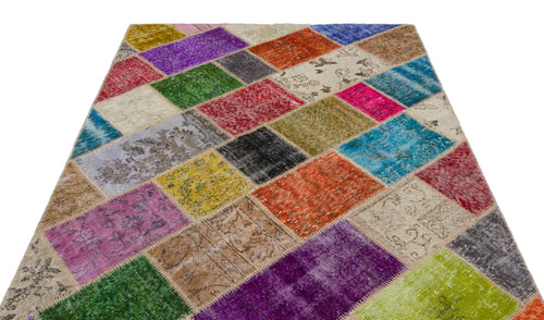 Iskece Bej Patchwork Yün El Dokuma Halısı 163 x 228 Apex Unique