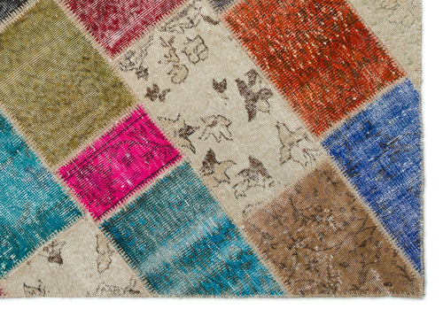 Iskece Bej Patchwork Yün El Dokuma Halısı 163 x 228 Apex Unique