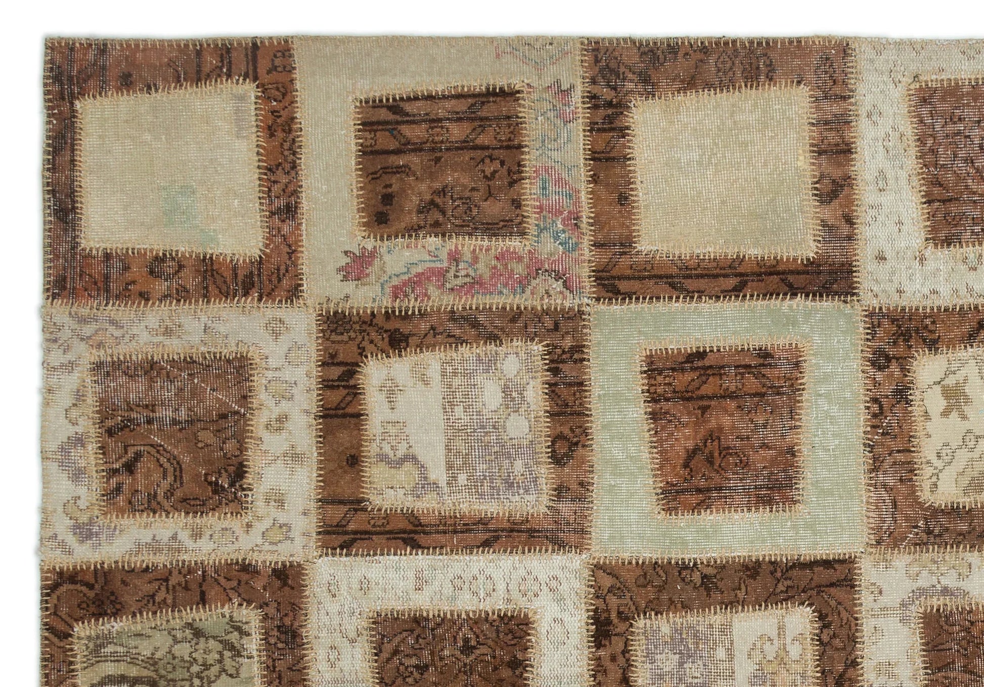 Bej Anadolu Eskitme Geometrik Yün Halı 197x284 - Özel Seri