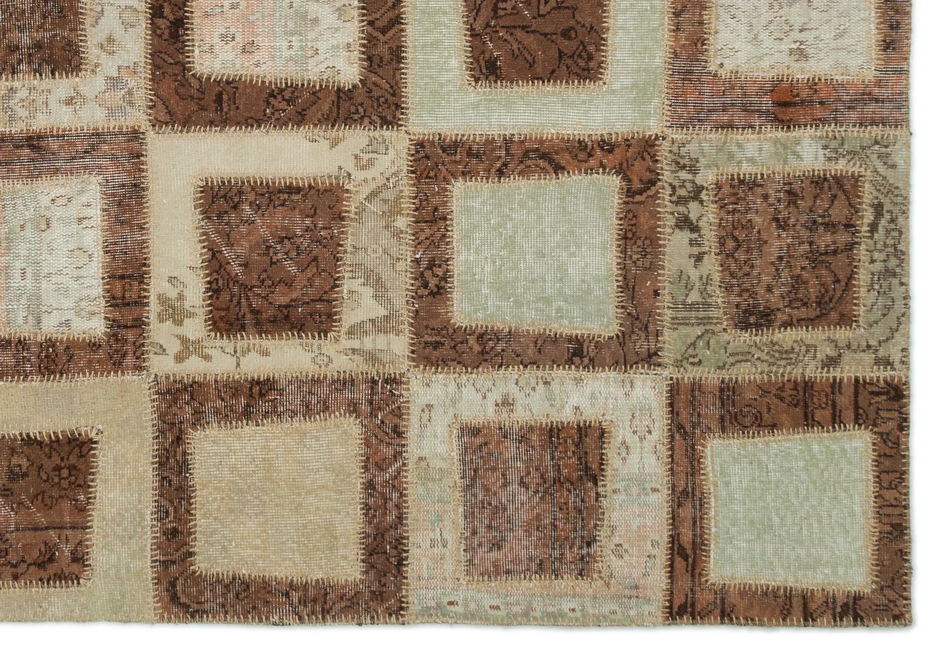 Bej Anadolu Eskitme Geometrik Yün Halı 197x284 - Özel Seri