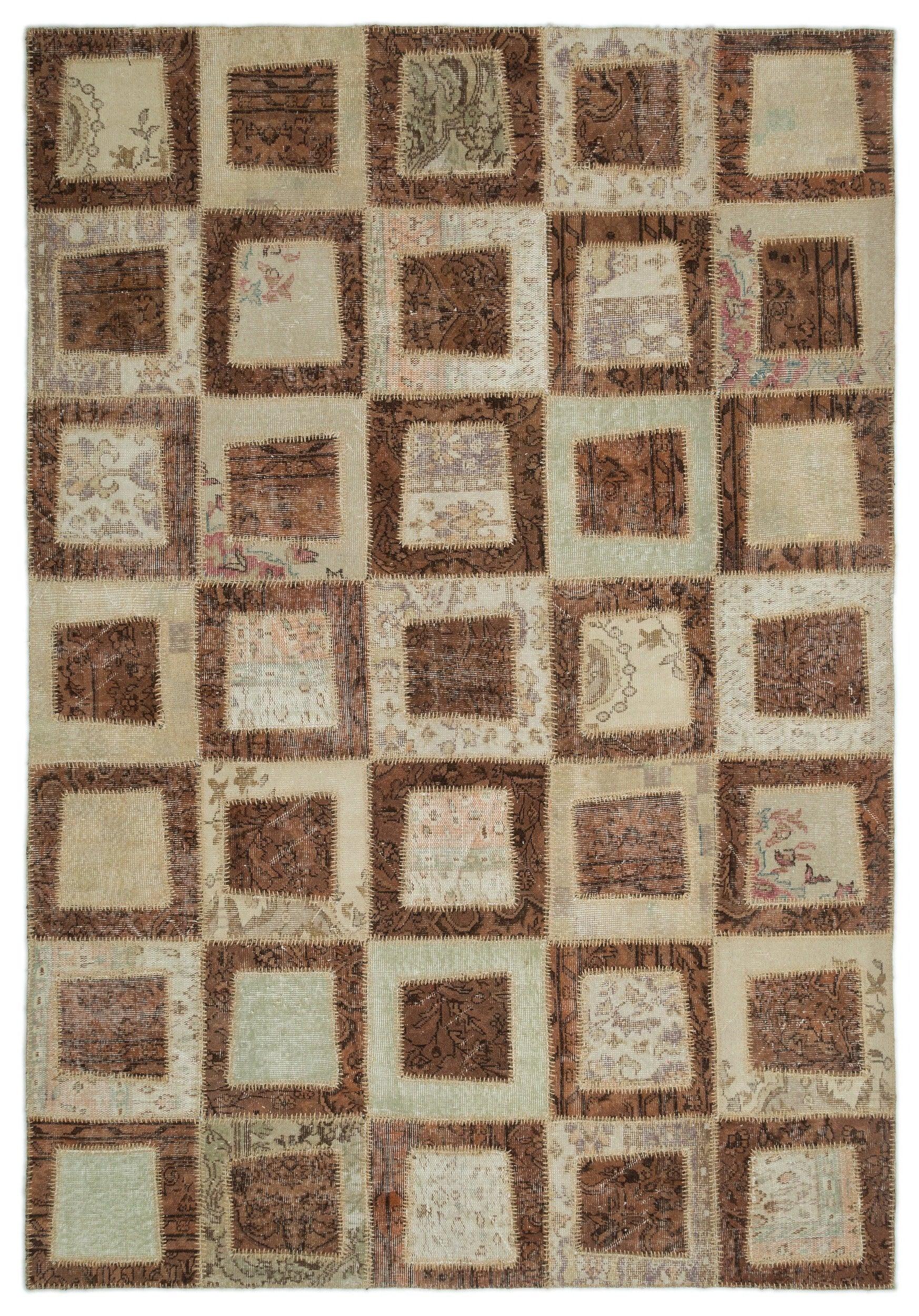 Bej Anadolu Eskitme Geometrik Yün Halı 197x284 - Özel Seri