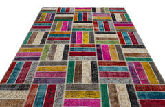 Iskece Bej Patchwork Yün El Dokuma Halısı 202 x 281 Apex Unique