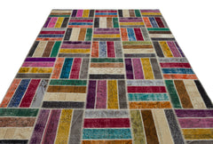 Iskece Bej Patchwork Yün El Dokuma Halısı 203 x 283 Apex Unique