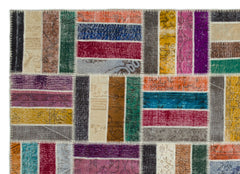 Iskece Bej Patchwork Yün El Dokuma Halısı 203 x 283 Apex Unique