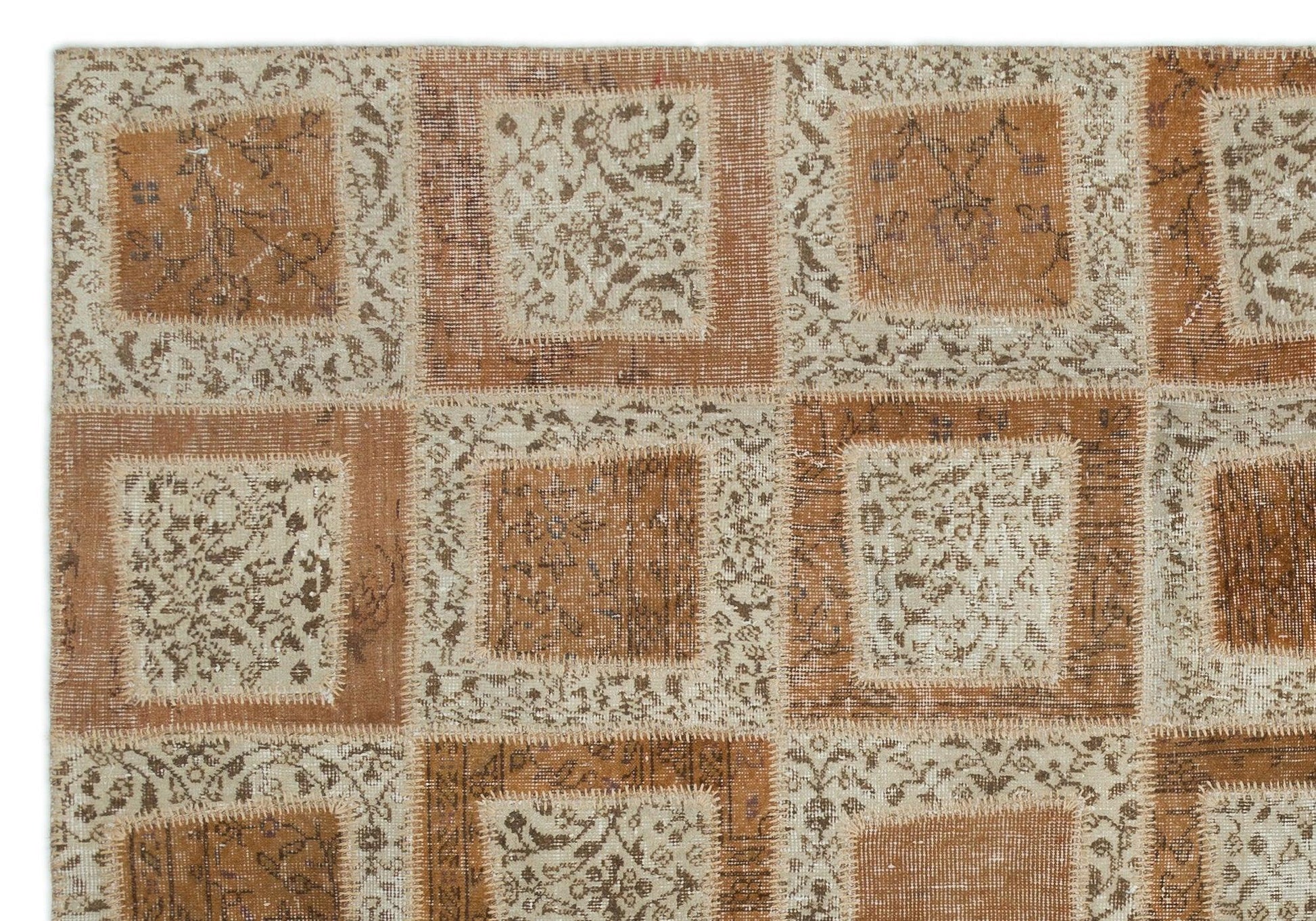 Bej Anadolu Eskitme Geometrik Yün Halı 194x280 - Özel Seri