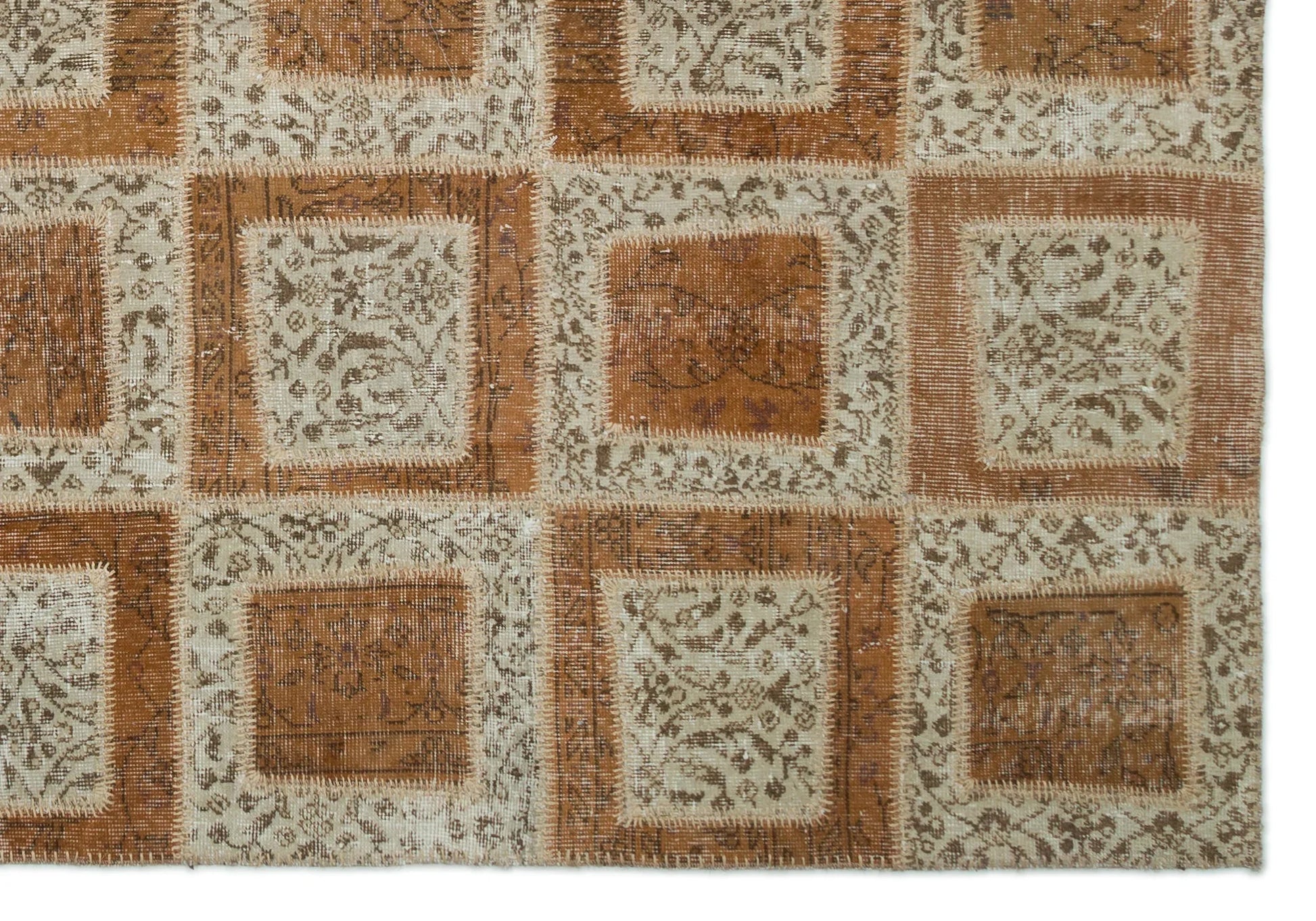 Bej Anadolu Eskitme Geometrik Yün Halı 194x280 - Özel Seri