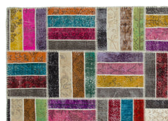 Iskece Bej Patchwork Yün El Dokuma Halısı 200 x 280 Apex Unique