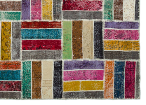 Iskece Bej Patchwork Yün El Dokuma Halısı 200 x 280 Apex Unique