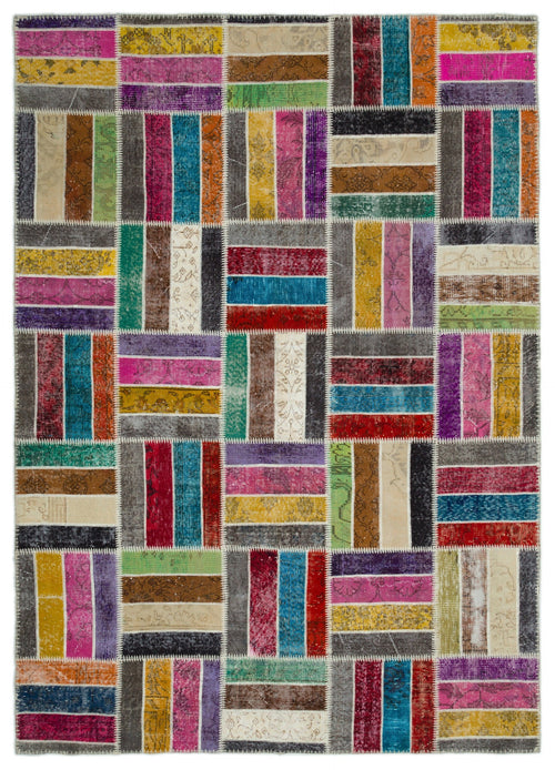 Iskece Bej Patchwork Yün El Dokuma Halısı 200 x 280 Apex Unique