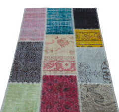 Iskece Bej Patchwork Yün El Dokuma Halısı 080 x 150 Apex Unique