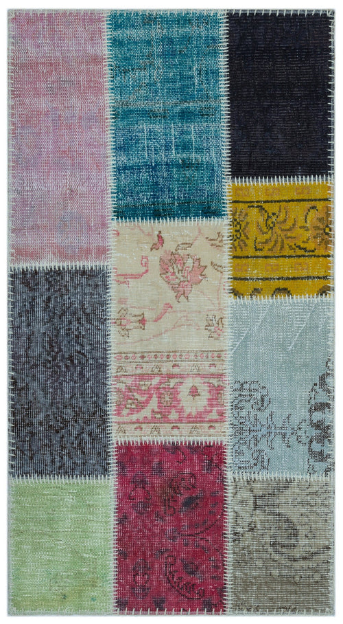 Iskece Bej Patchwork Yün El Dokuma Halısı 080 x 150 Apex Unique