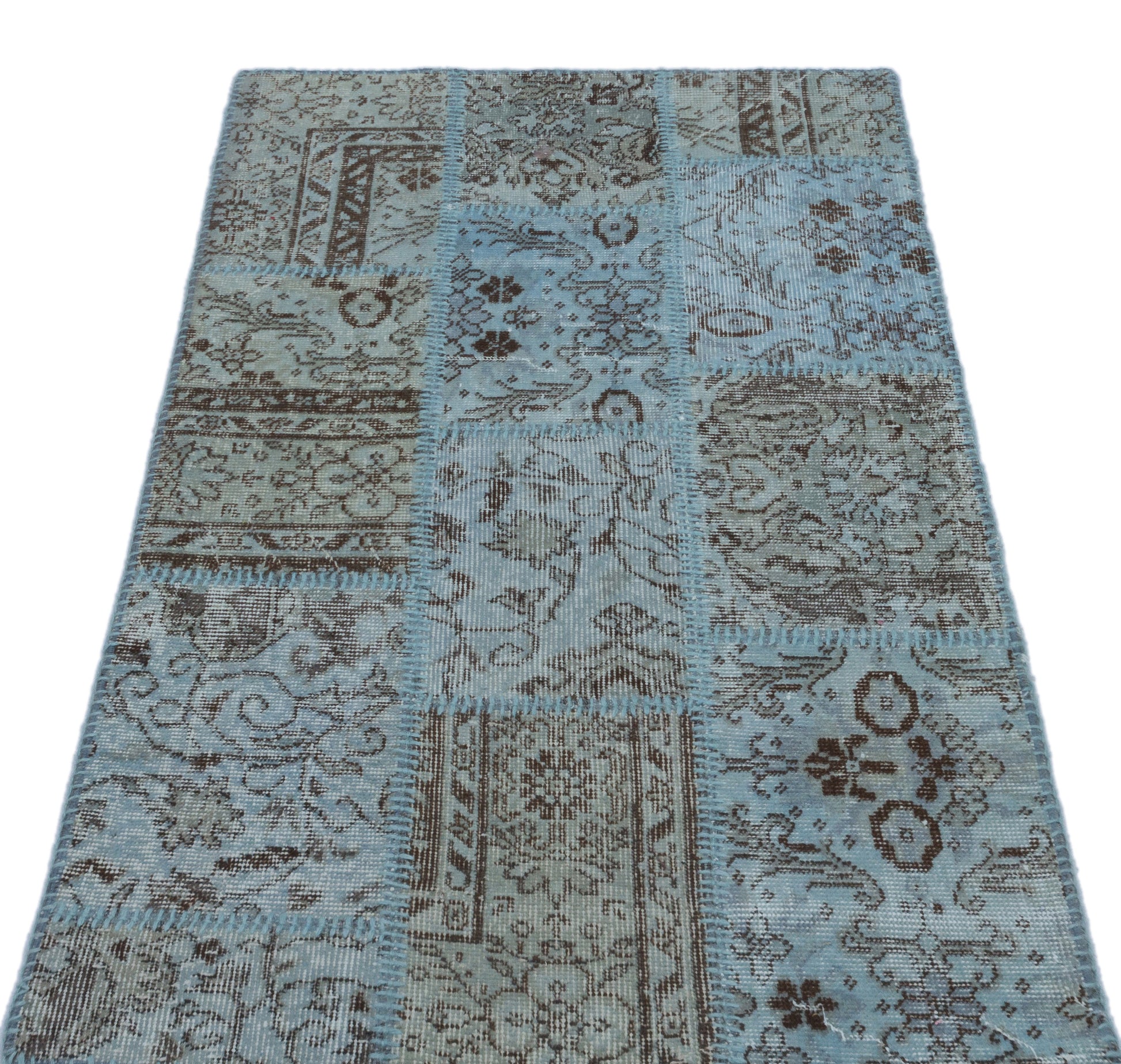 Iskece Mavi Eskitme Yün El Dokuma Halısı 083 x 150 Apex Unique