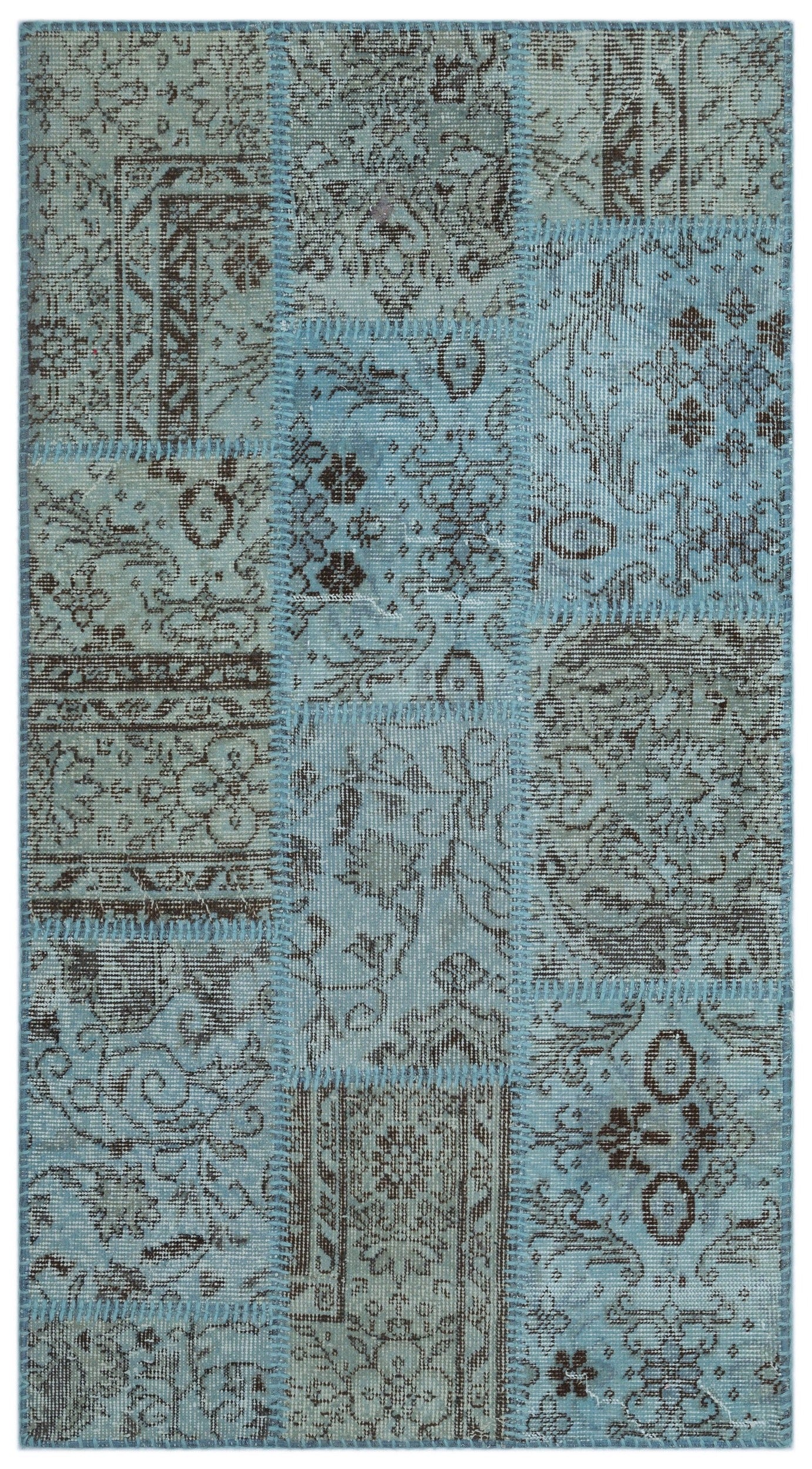 Iskece Mavi Eskitme Yün El Dokuma Halısı 083 x 150 Apex Unique