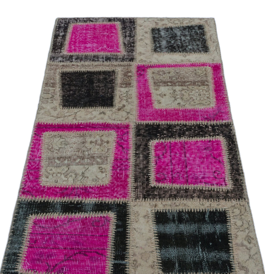Bej Modern Vintage Yün Halı 73x151