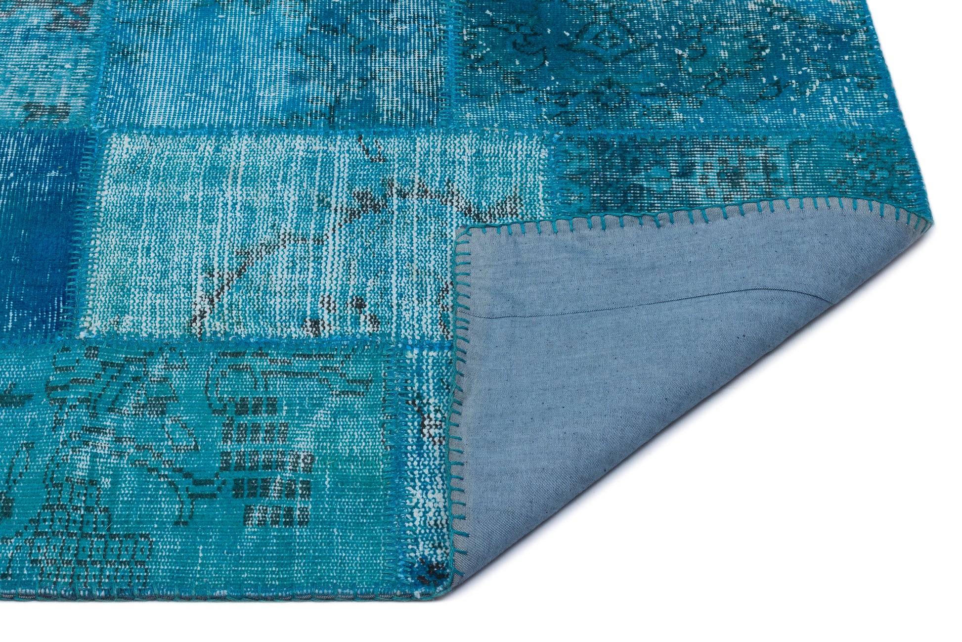 Iskece Turkuaz Eskitme Yün El Dokuma Halısı 083 x 147 Apex Unique