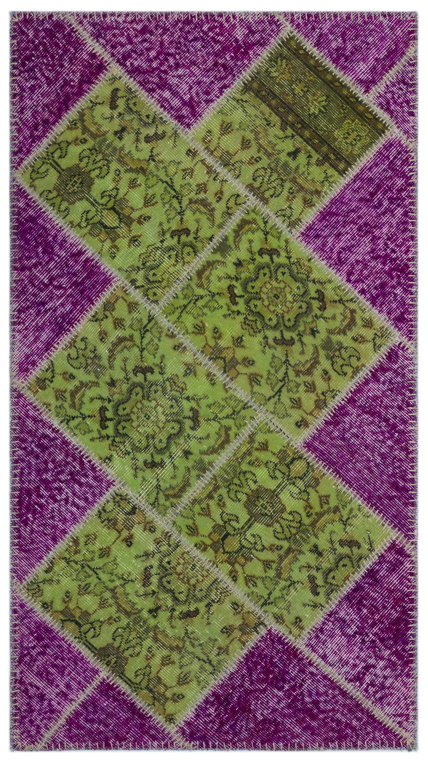 Iskece Mor Patchwork Yün El Dokuma Halısı 084 x 153 Apex Unique