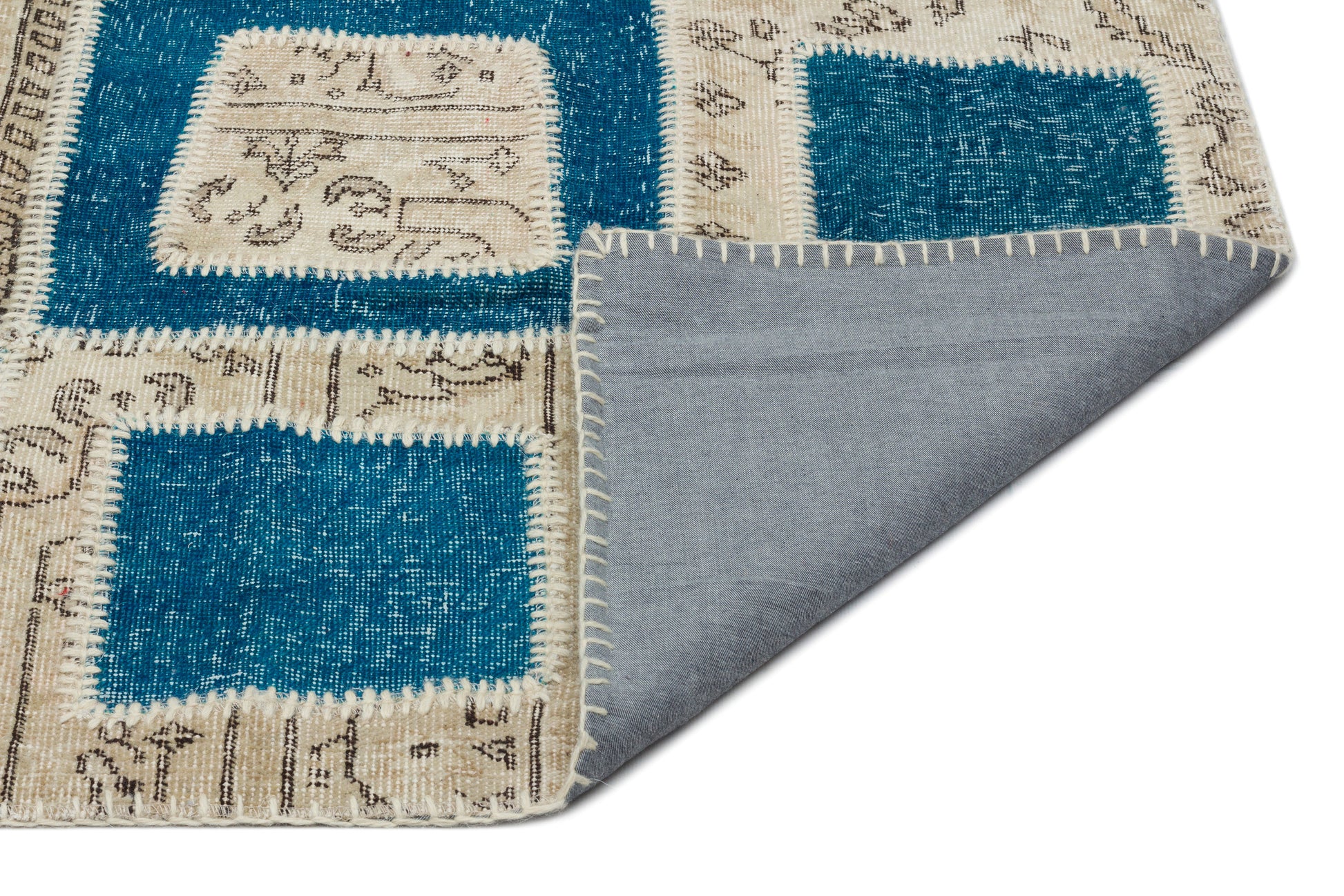 Iskece Turkuaz Eskitme Yün El Dokuma Halısı 160 x 240 Apex Unique