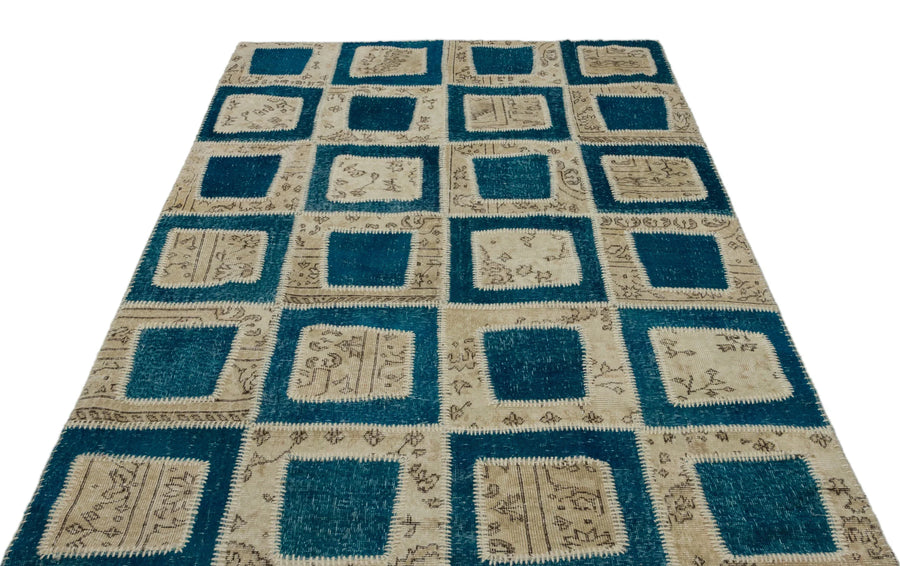 Bej Krem Anadolu Eskitme Geometrik Yün Halı 160x240 - Özel Seri