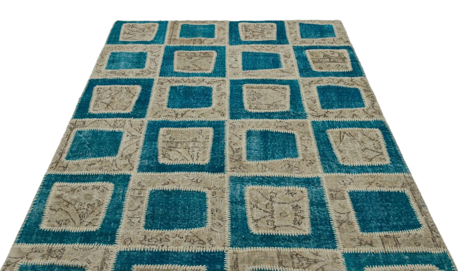 Bej Gri Anadolu Eskitme Geometrik Yün Halı 160x241 - Özel Seri