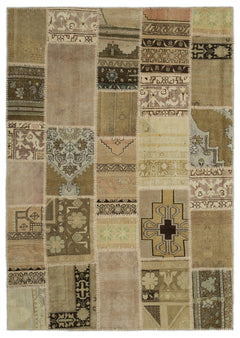 Iskece Bej Patchwork Yün El Dokuma Halısı 160 x 230 Apex Unique