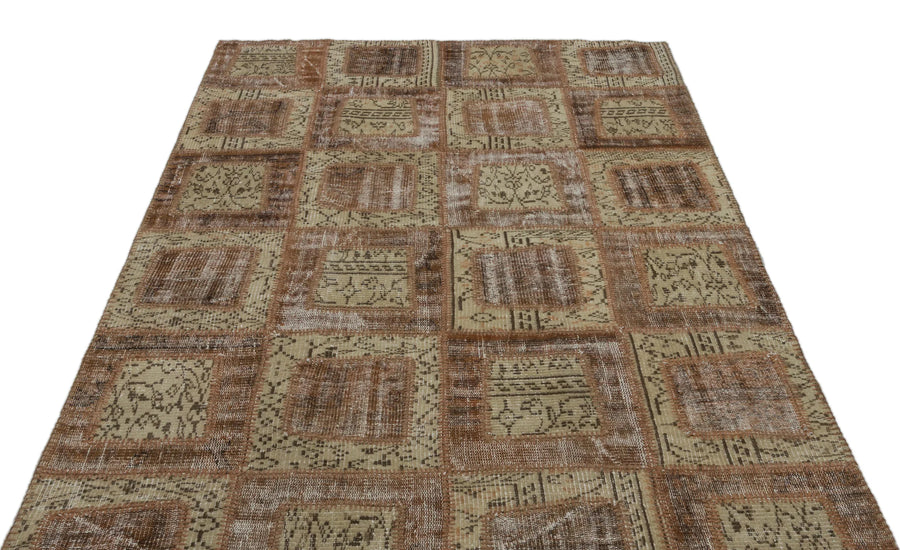 Bej Krem Anadolu Eskitme Vintage Yün Halı 160x242 - Özel Seri