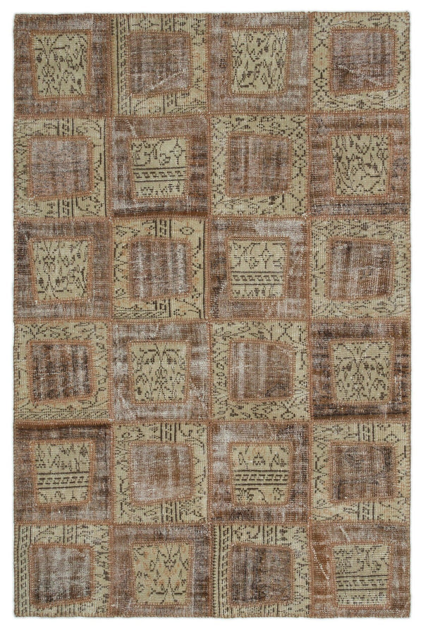 Bej Krem Anadolu Eskitme Vintage Yün Halı 160x242 - Özel Seri