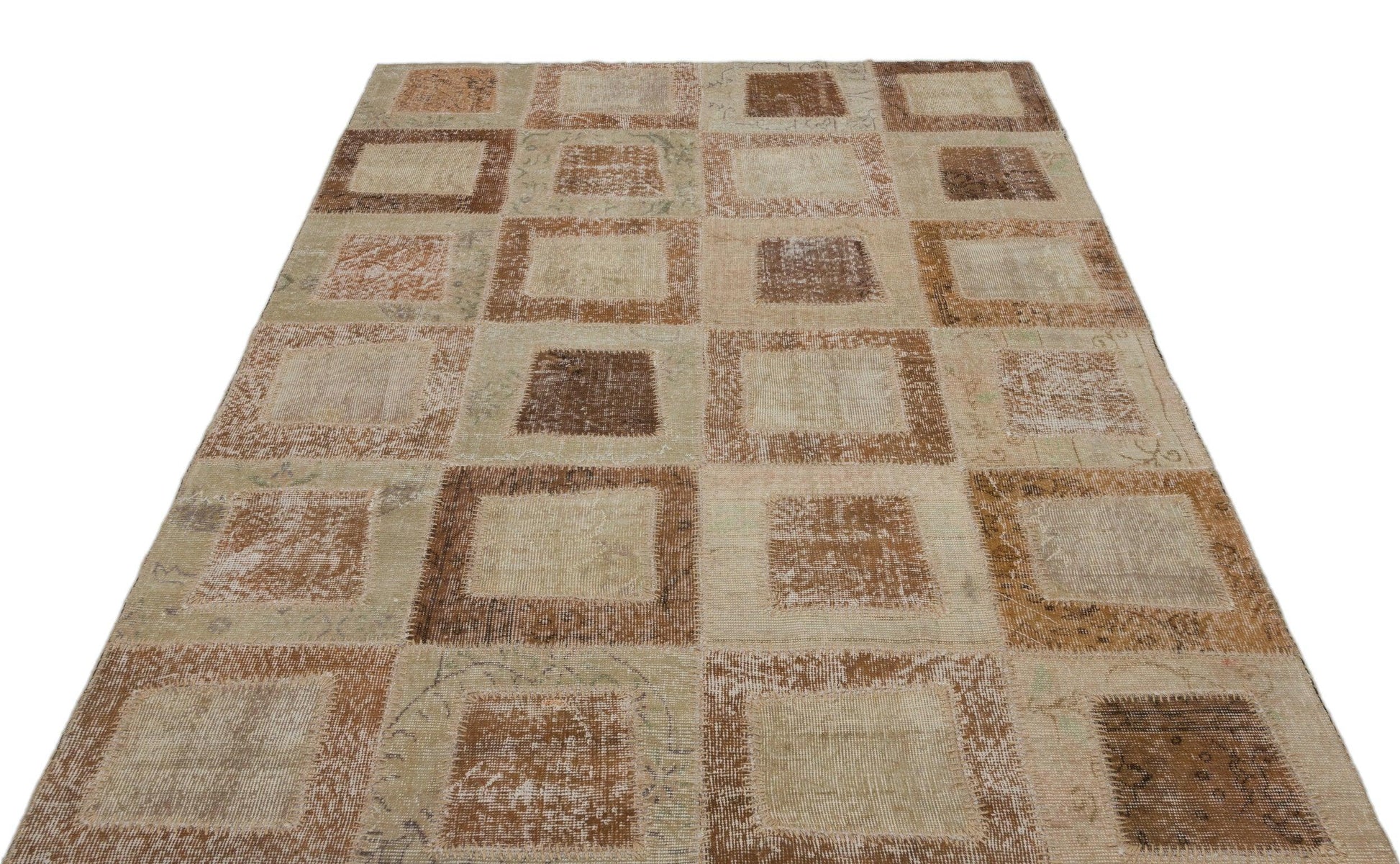 Bej Anadolu Eskitme Geometrik Yün Halı 160x241 - Özel Seri