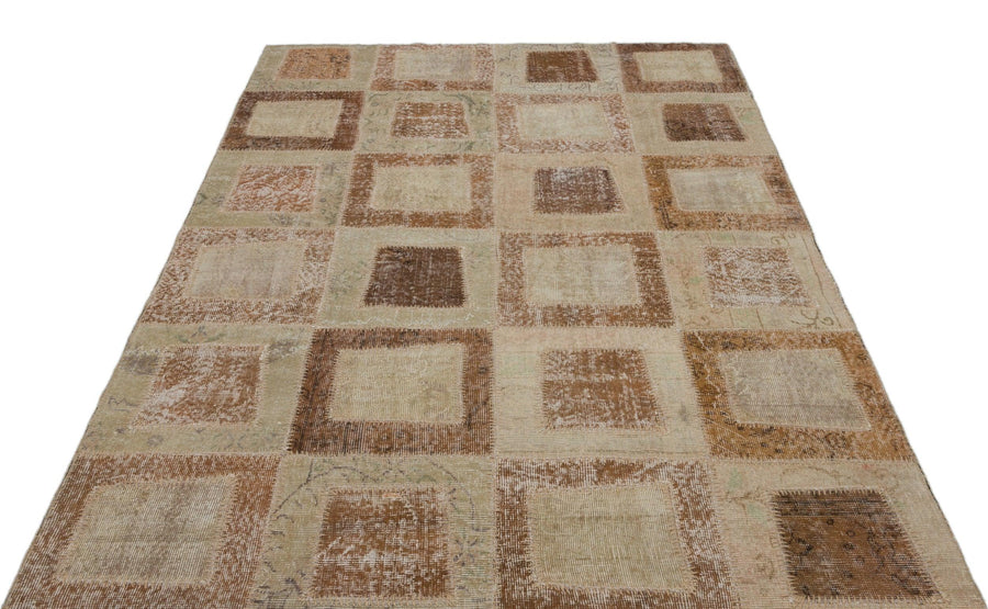 Bej Anadolu Eskitme Geometrik Yün Halı 160x241 - Özel Seri