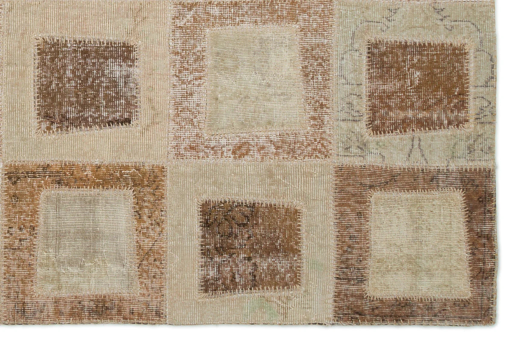 Bej Anadolu Eskitme Geometrik Yün Halı 160x241 - Özel Seri