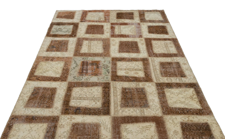 Bej Anadolu Eskitme Geometrik Yün Halı 160x242 - Özel Seri