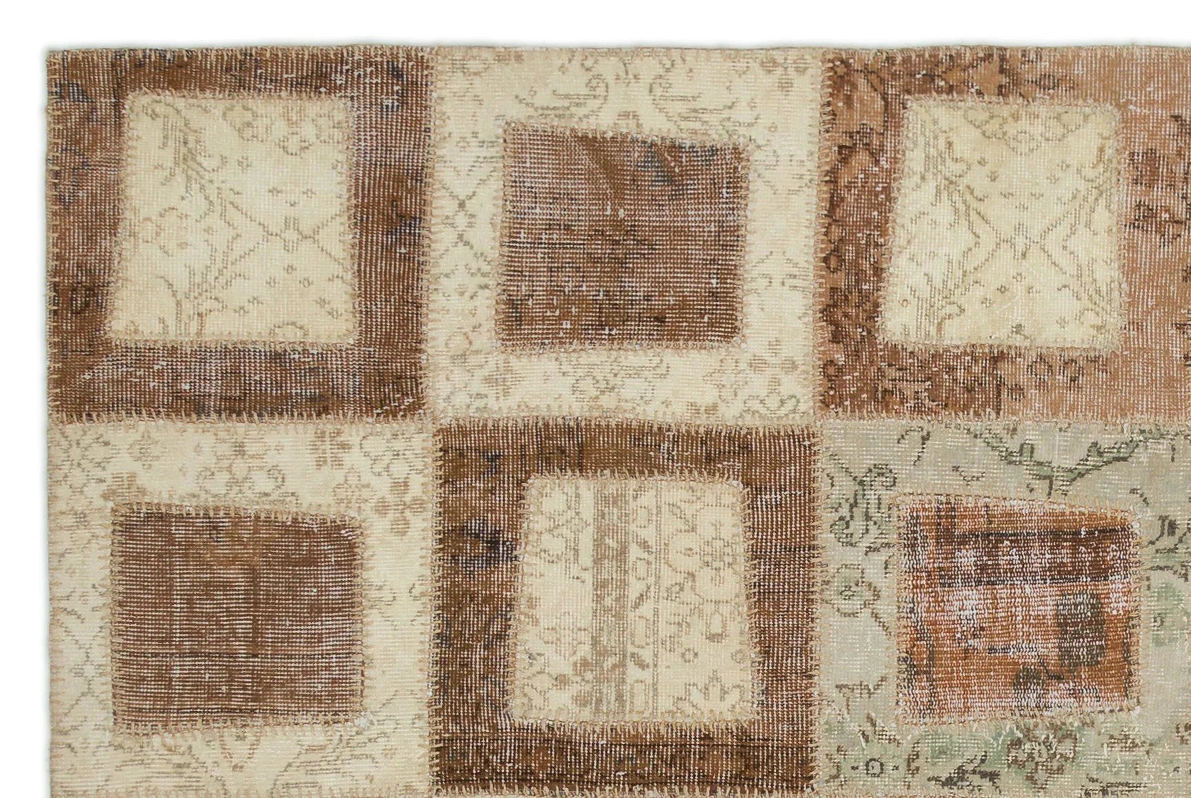 Bej Anadolu Eskitme Geometrik Yün Halı 160x242 - Özel Seri
