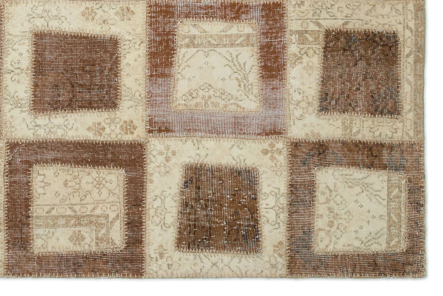 Bej Anadolu Eskitme Geometrik Yün Halı 160x242 - Özel Seri