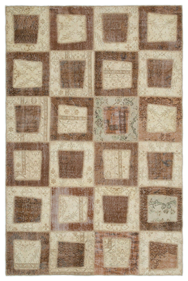 Bej Anadolu Eskitme Geometrik Yün Halı 160x242 - Özel Seri