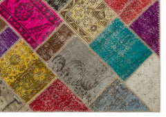 Iskece Bej Patchwork Yün El Dokuma Halısı 163 x 231 Apex Unique