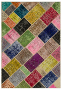 Iskece Bej Patchwork Yün El Dokuma Halısı 160 x 230 Apex Unique