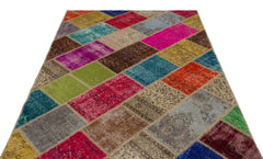 Iskece Bej Patchwork Yün El Dokuma Halısı 161 x 233 Apex Unique