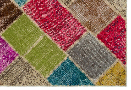 Iskece Bej Patchwork Yün El Dokuma Halısı 161 x 233 Apex Unique