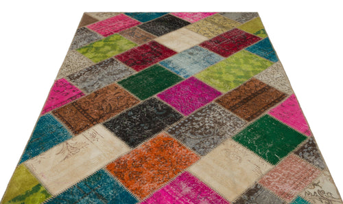 Iskece Bej Patchwork Yün El Dokuma Halısı 161 x 235 Apex Unique