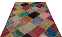 Iskece Bej Patchwork Yün El Dokuma Halısı 162 x 238 Apex Unique