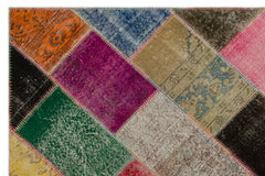 Iskece Bej Patchwork Yün El Dokuma Halısı 162 x 238 Apex Unique