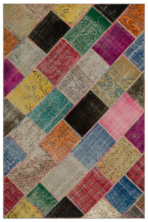 Iskece Bej Patchwork Yün El Dokuma Halısı 162 x 238 Apex Unique