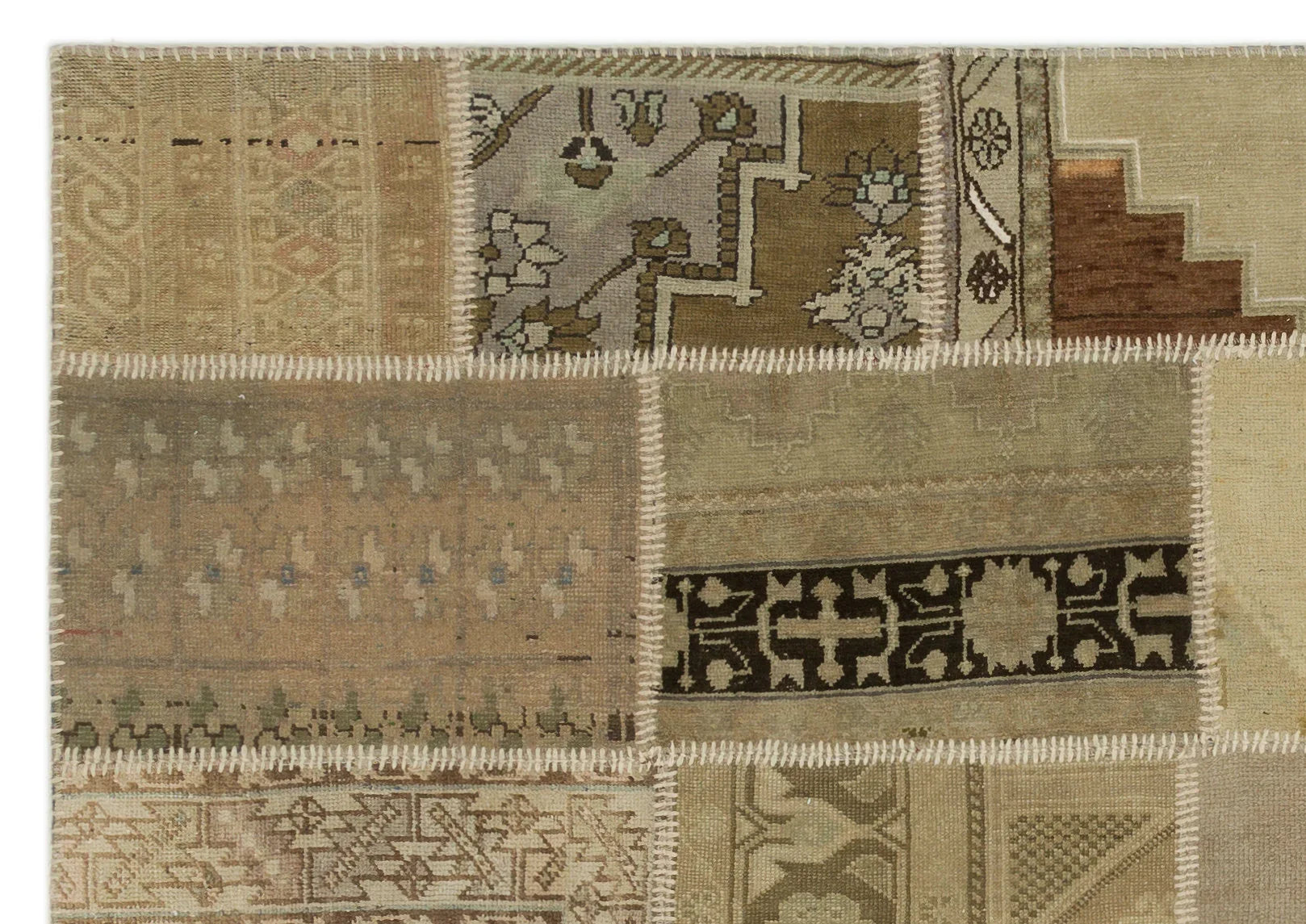 Bej Anadolu Eskitme Geometrik Yün Halı 160x230 - Özel Seri