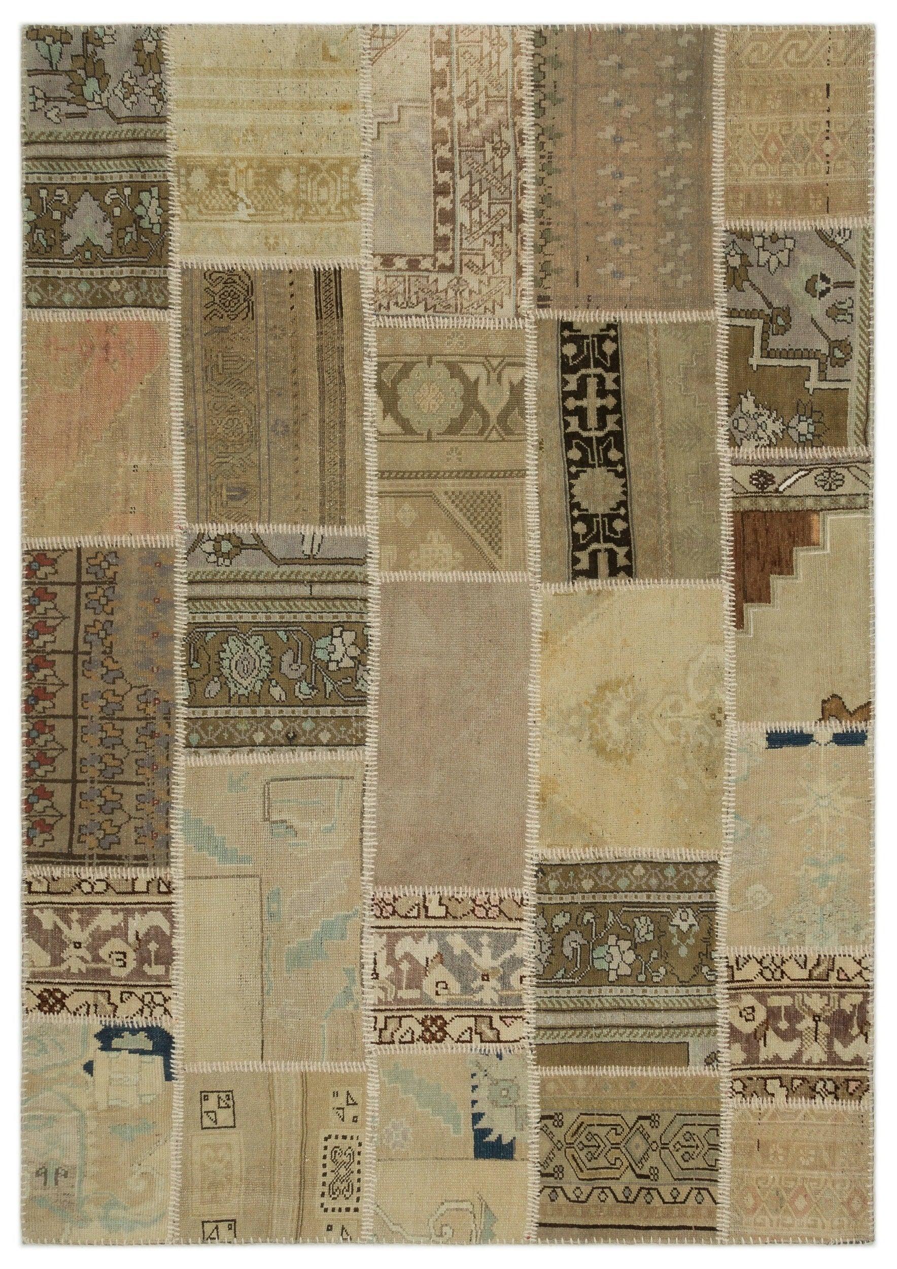 Bej Anadolu Eskitme Geometrik Yün Halı 160x230 - Özel Seri