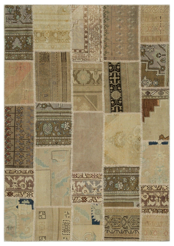 Bej Anadolu Eskitme Geometrik Yün Halı 160x230 - Özel Seri