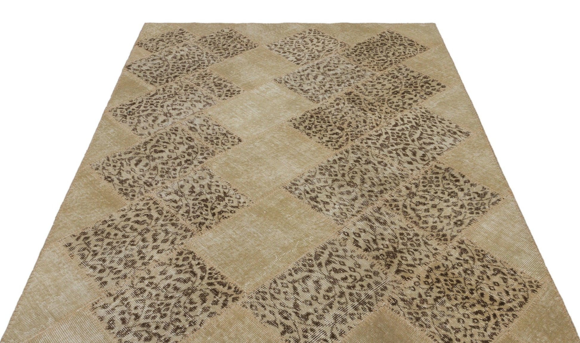 Bej Anadolu Eskitme Geometrik Yün Halı 160x233 - Özel Seri