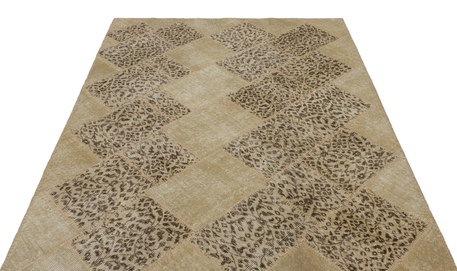 Bej Anadolu Eskitme Geometrik Yün Halı 160x233 - Özel Seri
