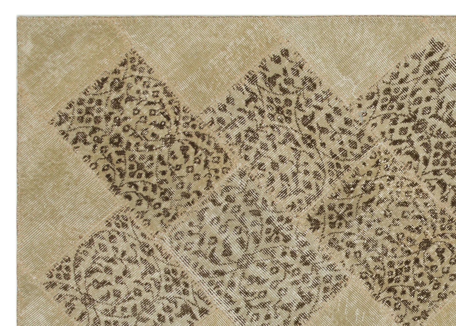 Bej Anadolu Eskitme Geometrik Yün Halı 160x233 - Özel Seri