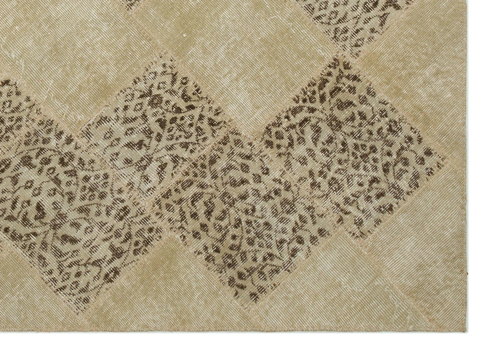 Bej Anadolu Eskitme Geometrik Yün Halı 160x233 - Özel Seri