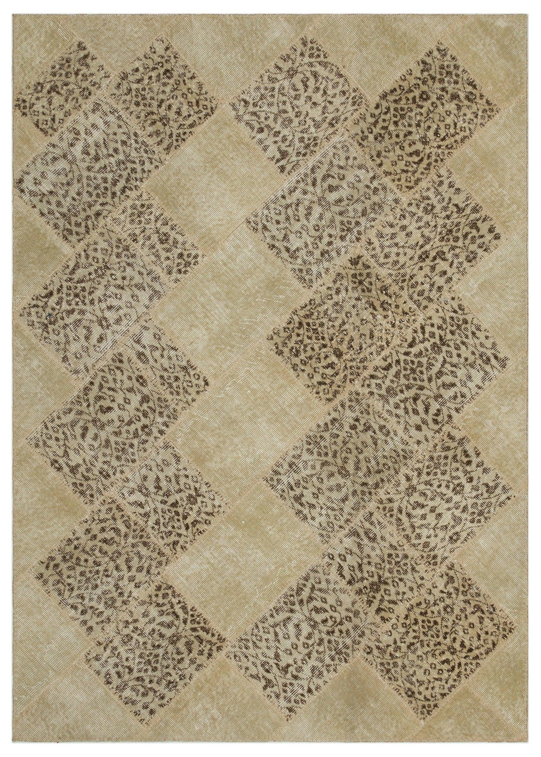 Bej Anadolu Eskitme Geometrik Yün Halı 160x233 - Özel Seri